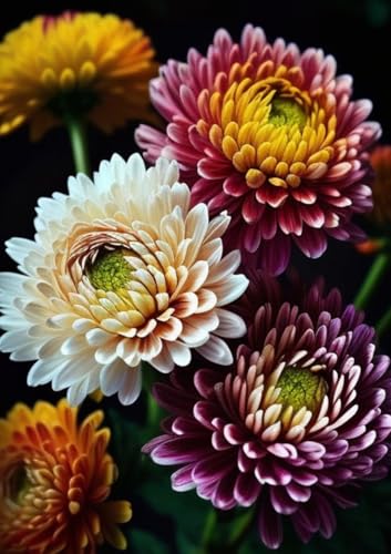 1000 Stück Eigenartige Chrysanthemen-Puzzles Für Erwachsene Blumenkunst Puzzle Großes Puzzle Lernspiele Spielzeug Geschenk von PEKNUX