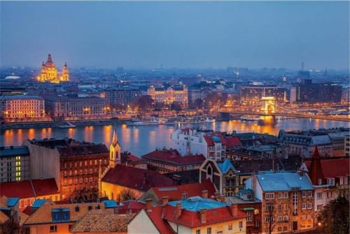 1000 Stück Holz Europäischen Budapest Nacht Himmel Skyline See Gebäude Landschaft Fotografie Erwachsene Übung Gehirne Holz Spiele Puzzles von PEKNUX