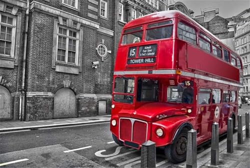 1000 Stück London Red Vintage Doppelschicht Bus Holz Puzzle Spiele Entspannen Sie Ihren Geist Puzzle Boxen Spielzeug Geschenke von PEKNUX