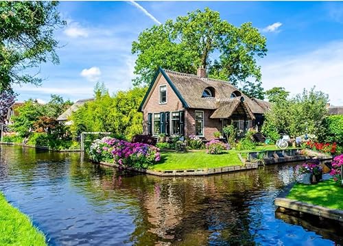 1000 Stück Puzzle Für Erwachsene Dorf Giethoorn Buchstaben Auf Der Rückseite Perfekt Ineinandergreifend Heimdekoration Geschenk Partyspielzeug von PEKNUX