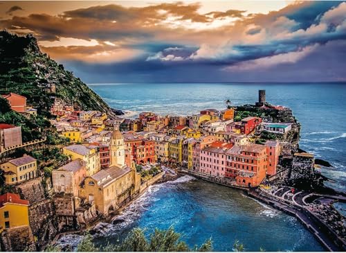 1000 Stück Puzzle Für Erwachsene Sonnenuntergangslandschaft In Cinque Terre Anspruchsvolles Puzzle Naturszene Schwierige Puzzles Tolles Geschenk Für Die Ganze Familie Lustige Puzzlespiele Spielzeug von PEKNUX