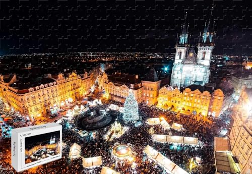 1000 Stück Puzzle Weihnachtsmarkt In Prag Holzmaterialien Handgefertigte Denkspiele Schwierig von PEKNUX