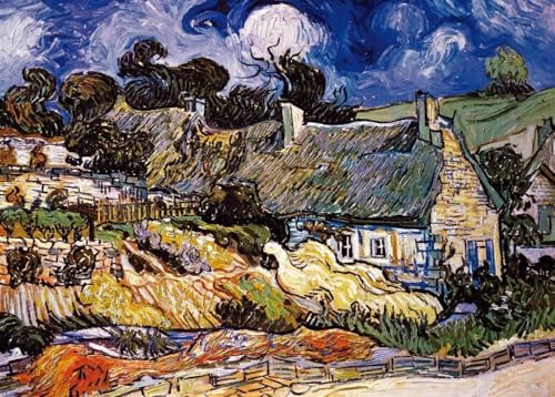 1000 Stück Reetgedeckte Cottages In Cordeville Von Vincent Van Gogh. Puzzle-Museumssammlung. Berühmte Gemälde. Kunstpuzzle Für Erwachsene von PEKNUX