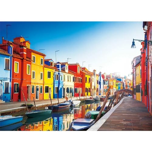 1000 Teile Puzzle Für Erwachsene Brillante Landschaft Buntes Venedig Burano Island Home Wanddekoration Familienspiel von PEKNUX
