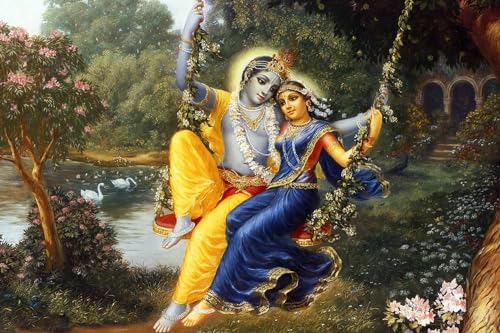 1000 Teile Puzzle Für Erwachsene Hindu-Göttinnen Radha Und Krishna | Spirituelle Kunst Liebesmeditation Göttliche Liebe von PEKNUX