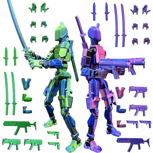 T13 Action Figure Satz (Montage abgeschlossen), 3D-Gedruckter Mehrgelenke, Titan 13 Actionfiguren, Lucky Mobil Roboter Nova T-13, Desktop-Dekorationen für Spielliebhaber Spielzeug (Laser Blau Lila) von PEKOIU