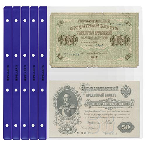 PELLER'S Banknotenhüllen - Briefehüllen für Sammelalbum XL. 10er Pack. (Modell XL: 2 Taschen 219 x 150 mm) von PELLER'S