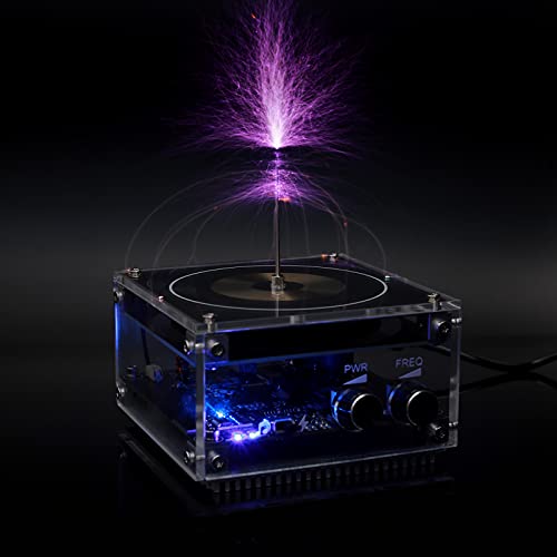 PEMENOL Musik Tesla Spule Bluetooth Lautsprecher, Mini Bogen Plasma Tesla Coil Speaker mit Audiokabel, 10cm DIY Berührbarer Künstliche Lightning Science Drahtlose Übertragung Science Experiment von PEMENOL