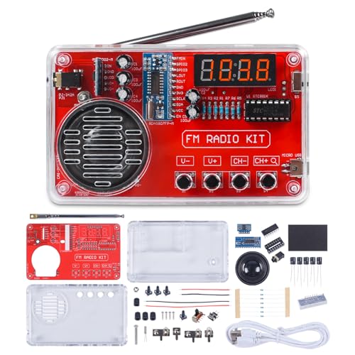 PEMENOL Löten Praxis Kit, DIY Radio Bausatz mit Kopfhörer und USB Digital Display DIY Elektronische Kits für Studenten Bildung und Heimwerker Üben Löten Projekt Kit von PEMENOL