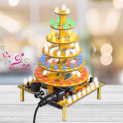 PENEMOL Löten Projekte, Kuchen Baum Turm Löten Praxis Kit 7 Layer Runde Kuchen Turm mit LED Lichter Alles Gute zum Geburtstag Musik DIY Löten Kit für Löten Enthusiasten Geburtstag Geschenke von PEMENOL