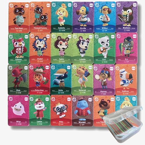 PEMY Animal Crossing New Horizons Mini NFC Cards, kompatibel mit Nintendo Switch, New 3DS, Wii U - Seltene Dorfbewohner Aufbewahrungsbox Serie 5#401-#424, 24 Stück von PEMY