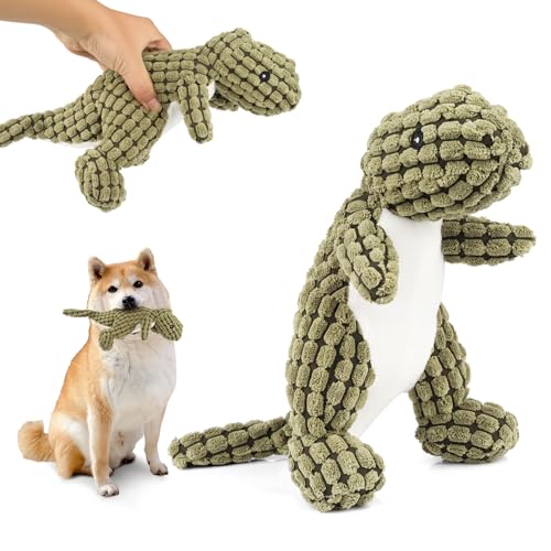 PENCHUAN Bissfester Robuster Dino,Quietschendes Hundespielzeug, Hundespielzeug Unzerstörbar für Aggressive Kauer,Hundespielzeug Kauspielzeug für Mittlere und große Hunde zum Spielen (Grün, 35 cm) von PENCHUAN