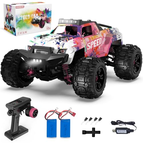 Ferngesteuertes Auto Mädchen ab 6 8 Jahre, 1:18 RC Car Pink, 4WD 36+ km/h RC Auto Offroad, 2,4 GHz All Terrain Remote Control Car für Erwachsene Kinder, Ferngesteuertes Auto ab 6 8 10 Jahre von PENGBU RC