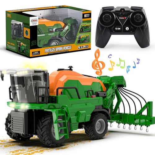 Ferngesteuerter Traktor Ferngesteuert, Trecker Ferngesteuert Traktor Spielzeug ab 3 Jahre, Traktor mit Fernbedienung, Sprinkler, Ton und Licht, Trecker Spielzeug ab 3 Jahre Liquid Fertiliser Sprinkler von PENGBU RC