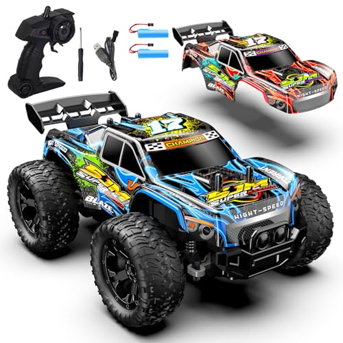 Ferngesteuertes Auto Kinder ab 3 4 5 6 8 Jahre, 1:18 20km/h Ferngesteuerter Monstertruck Ferngesteuert mit Karosserielicht/Zwei Gehäuse, 2,4GHz RC Auto Ferngesteuert ab 3 4 5 6 7 Jahre von PENGBU RC