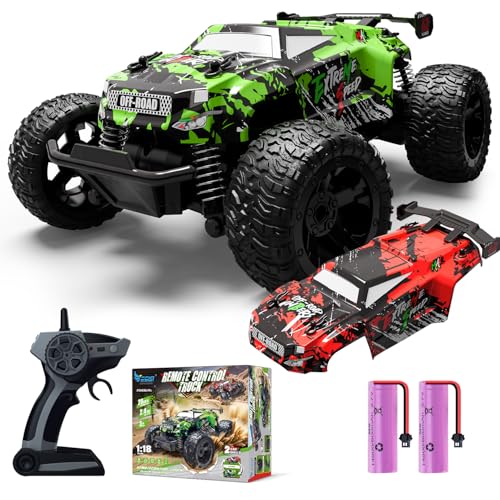 Ferngesteuertes Auto Kinder ab 3 4 5 6 8 Jahre, 1:18 Ferngesteuerter Monstertruck Ferngesteuert Mit Karosserielicht/Doppelschale, RC Auto Ferngesteuert ab 3-6 Jahre, Fernsteuerung Auto Geschenke von PENGBU RC