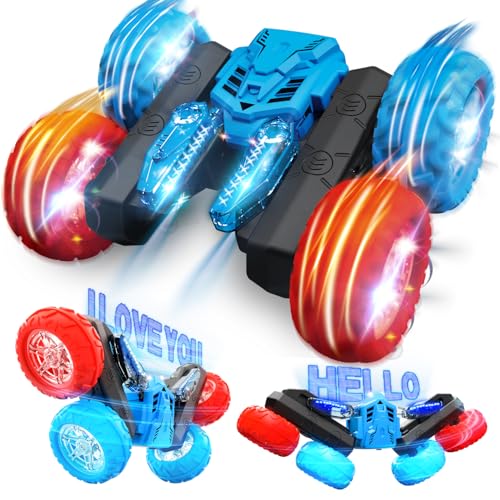 Ferngesteuertes Auto ab 3 4 5 6 8 10 Jahre, RC Auto mit Fernbedienung, RC Stunt Car mit LED Blinken, 2.4Ghz 4WD 360° Flip Auto Ferngesteuert Kinder ab 3 6 7 8 9 Jahre Junge Mädchen von PENGBU RC