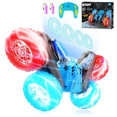 Ferngesteuertes Auto ab 3 4 5 6 8 10 Jahre, RC Auto mit Fernbedienung, RC Stunt Car mit LED Blinken, 2.4Ghz 4WD 360° Flip Auto Ferngesteuert Kinder ab 3 6 7 8 9 Jahre Junge Mädchen von PENGBU RC