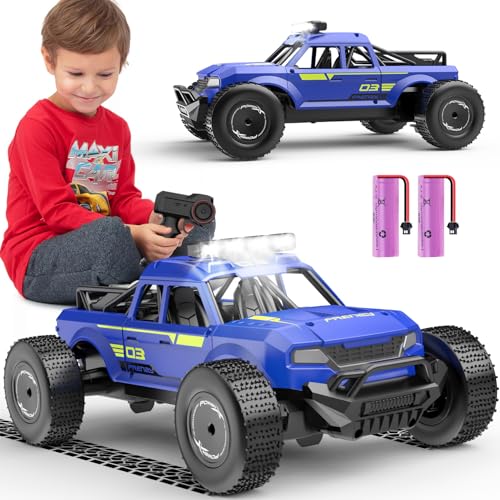 Ferngesteuertes Auto ab 3 Jahre, 15KM/H RC Auto RC Truck mit Lichtern, 1/16 Fernsteuerung Auto mit 2 Akku 40min Spielzeit, 2.4GHz Ferngesteuerter Monstertruck, Geschenk 3 4 5 6 Jahre Junge (Blau) von PENGBU RC