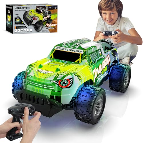 Ferngesteuertes Auto ab 3 Jahre, 2,4GHz Monstertruck Ferngesteuert, 1/18 RC Auto mit Fernbedienung ab 3 4 5 8 10 Jahre, Auto Ferngesteuert Kinder mit Lichtern (2 AKKU) von PENGBU RC