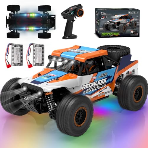 RC Auto Offroad mit 7 Farben Lichtern, 1/18 Ferngesteuertes Auto ab 10 Jahre, 32KM/H RC Monstertruck mit Ersatzreifen, 2.4GHz Ferngesteuertes Auto Kinder Erwachsene, 4WD Wasserdichter RTR All Terrain von PENGBU RC