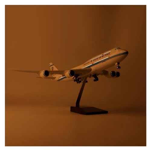 PENGJ Ferngesteuertes Flugzeug Maßstab 1:150, 47 cm, Flugzeug 747 B747 State of Kuwait Airline-Modell, Radfahrwerk, Flugzeugmodell, Spielzeug(with Light) von PENGJ