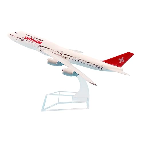 PENGJ Ferngesteuertes Flugzeug Swiss Air B747 Airlines Flugzeugmodell Swissair Boeing 747 400 Airways Flugzeugmodell Standflugzeug Kindergeschenke 16 cm von PENGJ