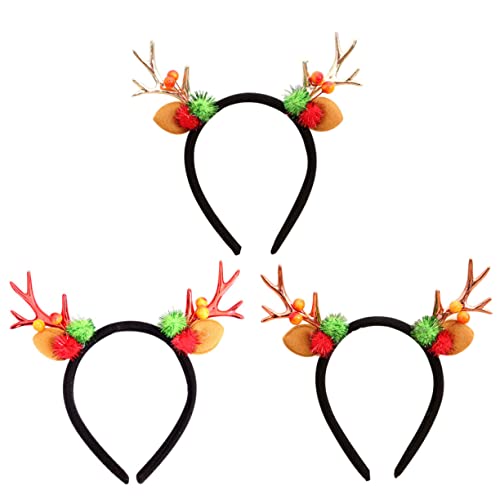 3 Stück Weihnachtsgeweih-Kopfschnalle, hübsches Weihnachtsgeweih-Haarband, Haargummis for Mädchen, Weihnachts-Haarband, Geschenke, Haarreifen, Mädchen-Geschenk, Stirnband, Geweih, Schrapnell/1046 von PENGYONBR