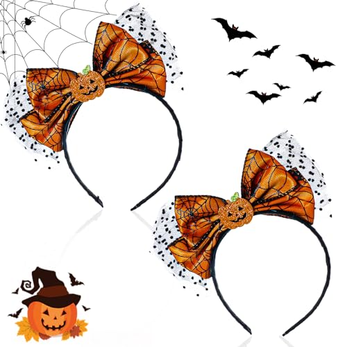 PEOVLVN Haarband Mädchen 1 Stück Halloween Stirnband Halloween Headbands Karneval Stirnband Damen,2024 Halloween Party Stirnbänder Pumpkin Hair Bands für Kinder Erwachsene Cosplay Partyzubehör von PEOVLVN