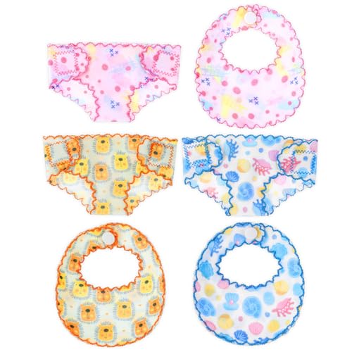 8 Stück Doll Diapers and Bibs,Reusable Doll Clothes,Puppenzubehör Windeln Für Baby Puppen,Doll Clothes,Babypuppe Windeln Lätzchen Set Für 12-Zoll-Puppen,Mädchen,Geburtstags geschenk,Pyjama-Party von PEOVLVN