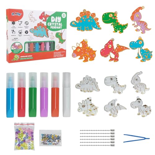 Christmas Crystal Adhesive Painting ristallklebemalerei weihnachtlich Suncatcher Kits, Children from 3 Years Bracelets Make Yourself Toy from, Window Art for Kids Suncatcher Kits (Dinosaur set) von PEPOYO AI