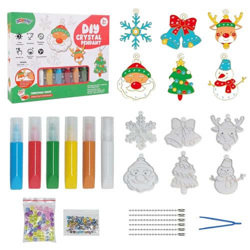 Christmas Crystal Adhesive Painting ristallklebemalerei weihnachtlich Suncatcher Kits, Children from 3 Years Bracelets Make Yourself Toy from, Window Art for Kids Suncatcher Kits (Weihnachten set) von PEPOYO AI