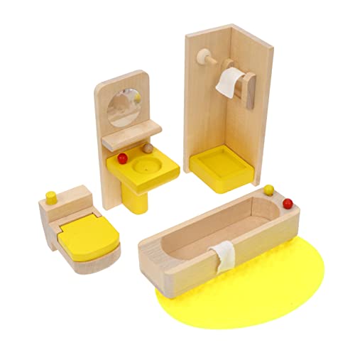 PERSELOSO 1 Satz Spielhaus deko für игрушки для девочек Vorhang Lichterketten Windel Vogelkäfig Wasser Mini-Badezimmer Mini-Haustoilette Stoff Yellow von PERSELOSO