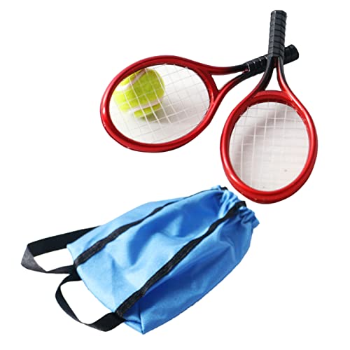 PERSELOSO 1 Set Simuliertes Tennisschläger Set Badmintonschläger Federballbälle Schlägerzubehör Tennisschlägermodell Für Werkzeugmodell Zier Miniaturschrank Miniaturtuch von PERSELOSO