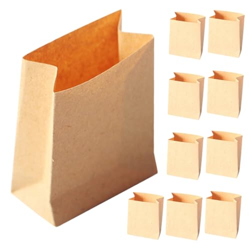 PERSELOSO 10 Stück Puppenhaus-verpackungsbeutel Miniatur-Dinge Plätzchentüten Aus Papier Snacktüten Aus Papier Mini-umschläge Kleine Papiertüten Kekstüten Mini-Dinge Kraftpapier Light Brown von PERSELOSO