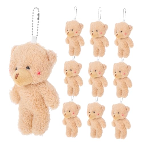 PERSELOSO 10 Stück Teddybärenschlüsselkette Tierischer Rucksackanhänger Plüsch-taschenanhänger Bären-plüschanhänger Mini-bär-plüsch Plüschtaschenanhänger -Fleece Light Brown von PERSELOSO