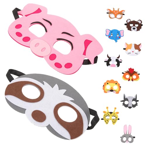 PERSELOSO 12 Stück Teiliges Tiermasken aus Filz Langlebig und Wiederverwendbar Bunte Halloween und Party Gesichtsmasken für Leicht und Bequem Kreatives Design mit Kaninchen Elefant und PERSELOSO 12 Stück Teiliges Tiermasken aus Filz Langlebig und Wiederverwendbar Bunte Halloween und Party Gesichtsmasken für Leicht und Bequem Kreatives Design mit Kaninchen Elefant und von PERSELOSO