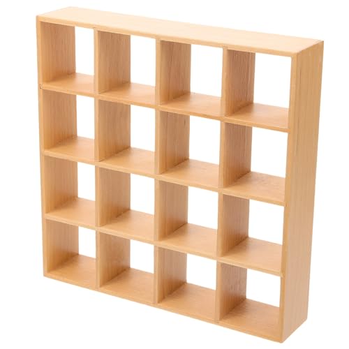 PERSELOSO 16-Gitter-Lagerregal für kinderspielzeug Toys for Kid Toys Gestell klein bücherregal puppenzubehör Mini-Hausaccessoire Mini Lagerregal Holz von PERSELOSO