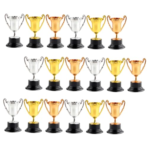 PERSELOSO 18 Stück Silberne Mini Trophäen Spielzeugtrophäen Pokale Trophäen Für Figuren Mini Spielzeuge Mini Trophäenbecher Kinderwagen Kinderkostüm Mini Auszeichnungstrophäe von PERSELOSO