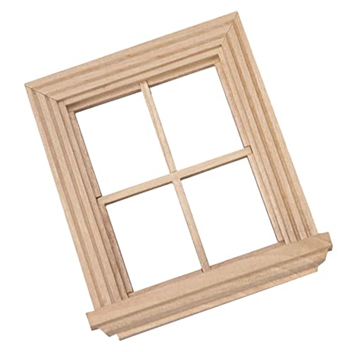 PERSELOSO 1Pc Plain Vier Scheibe Fenster Bagger Mädchen Home Zubehör Mini Puppe Möbel Puppe Mini Möbel Holz von PERSELOSO