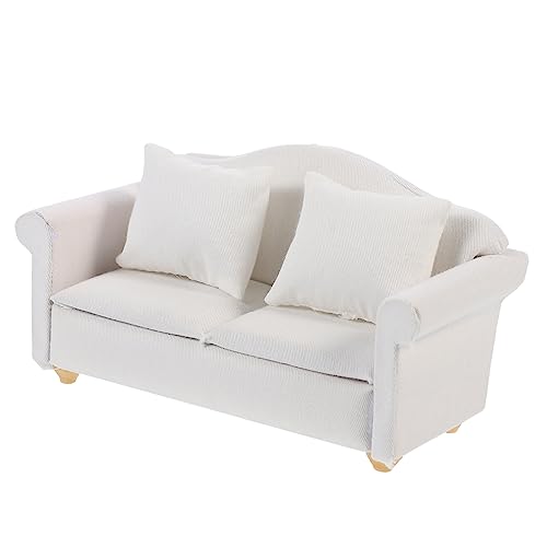 PERSELOSO 1stk Mini-Sofa Doppelsofa Liebesplatz Puppe Miniaturzimmer Bausatz Miniaturen Ästhetisch Mini Möbel Zweisitzer-Couch Mini-landschaftssofa Strauß Weiß Baumwolle von PERSELOSO