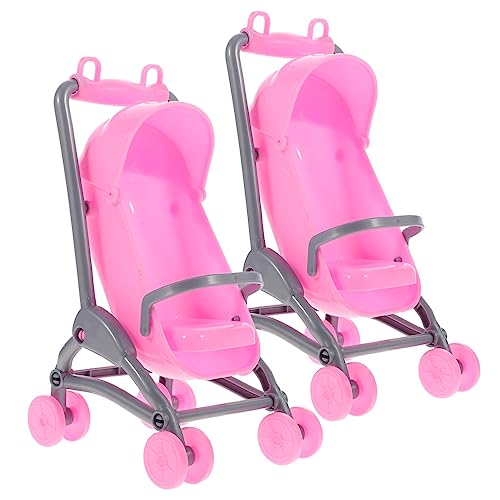 PERSELOSO 2 Stück Kinderzimmer Kinderwagen Mini Puppenwagen Miniatur Kinderwagen Puppen Kinderzimmer Puppenwagen Puppenzubehör Dinosaurier Für 3–5 Jahre Rosa von PERSELOSO