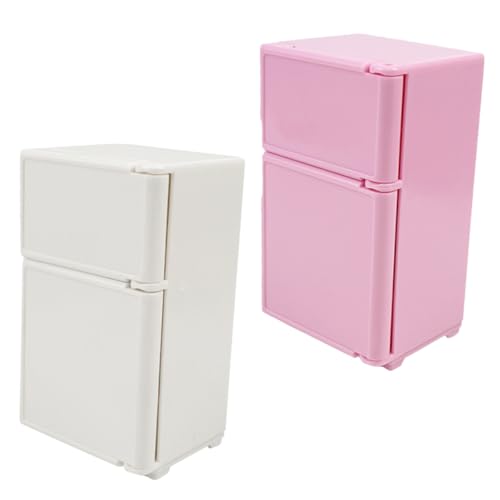 PERSELOSO 2 Stück Puppenhaus Kühlschrank Mini Kühlschrank Kleiner Kühlschrank Für Zimmerkühlschränke Rosa Mini Kühlschrank Mini Kühlschrank Rosa Puppenhausmöbel Miniatur von PERSELOSO