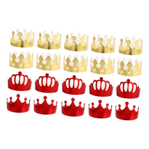 PERSELOSO 20St Krone aus Kuchenpapier Geburtstag Prinz Krone Geburtstagshutkrone schmücken babyshowerparty mitgebsel kindergeburtstag Partymütze für Erwachsene Party-Kronenhut Golden von PERSELOSO