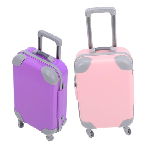 PERSELOSO 2St Puppenkoffer Mini-Koffer Spielzeugkoffer Luggage für Puppen Kinderkoffer Puppen babyzimmer Requisiten Reisebehälter Puppenhaus Koffer Rollkoffer aus Kunststoff Abs von PERSELOSO