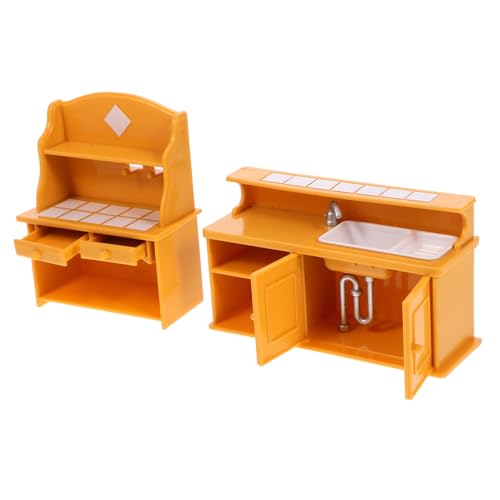 PERSELOSO 2st Puppenhausmöbel DIY-möbel Aus Kunststoff Modelltisch Minitisch Aus Kunststoff DIY-spielzeugtisch Minitisch Selber Machen DIY-Tisch Aus Kunststoff Plastik Orange von PERSELOSO