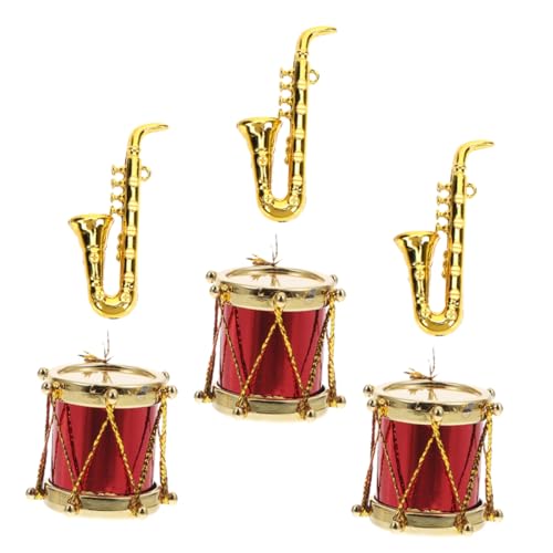 PERSELOSO 3 Sets Winzige Saxophon Miniatursachen Für Puppenhaus Miniaturgitarrenspielzeug Zubehör Für Puppen Altsaxophon Mini Sachen Schlagzeug Trommelspielzeug Echtes von PERSELOSO