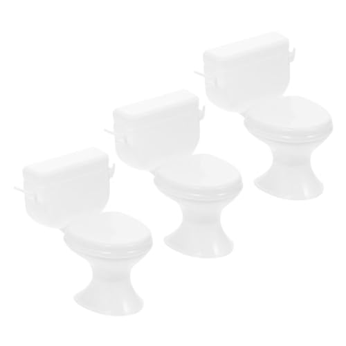 PERSELOSO 3 Stück Puppenhaus-Toilette Realistische Mini-Toilette Puppenhaus Zubehör Realistische Toilette Mini-töpfchen Puppenbadezimmermöbel Mini- - Winzige Toilette Weiß von PERSELOSO