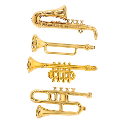 PERSELOSO 4 Stück Instrument Musikpuppe Für Miniatur Winzige Spielsachen Bausätze Mini Möbel Saxophon Mini Mini-Dinge Gitarrenmodell Mini-Gitarre Plastik Golden von PERSELOSO