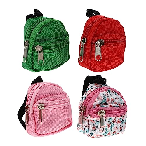 PERSELOSO 4 Stück Mini-puppenrucksack Bausatz Zubehör Miniatur Mini-Rucksack Für Puppen Bauchtasche Puppenhaus Plüsch Mini-rucksackmodelle Mini- -DIY-Accessoire Stoff von PERSELOSO